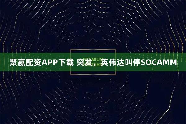 聚赢配资APP下载 突发，英伟达叫停SOCAMM