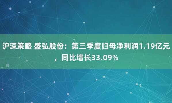 沪深策略 盛弘股份：第三季度归母净利润1.19亿元，同比增长33.09%